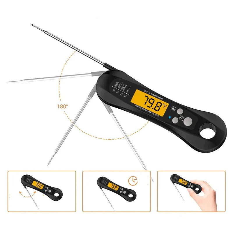 ميزان حرارة إلكتروني قابل للطي ومقاوم للماء للمطبخ والفرن